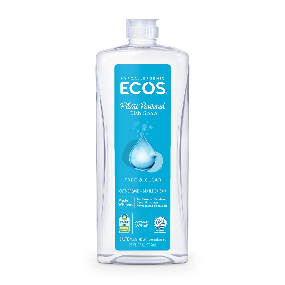 ECOS Free & Clear dish soap, 25 oz bottle