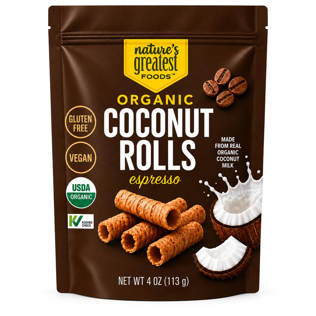 Nature's Greatest Foods Espresso Coconut Rolls, 4 oz bag