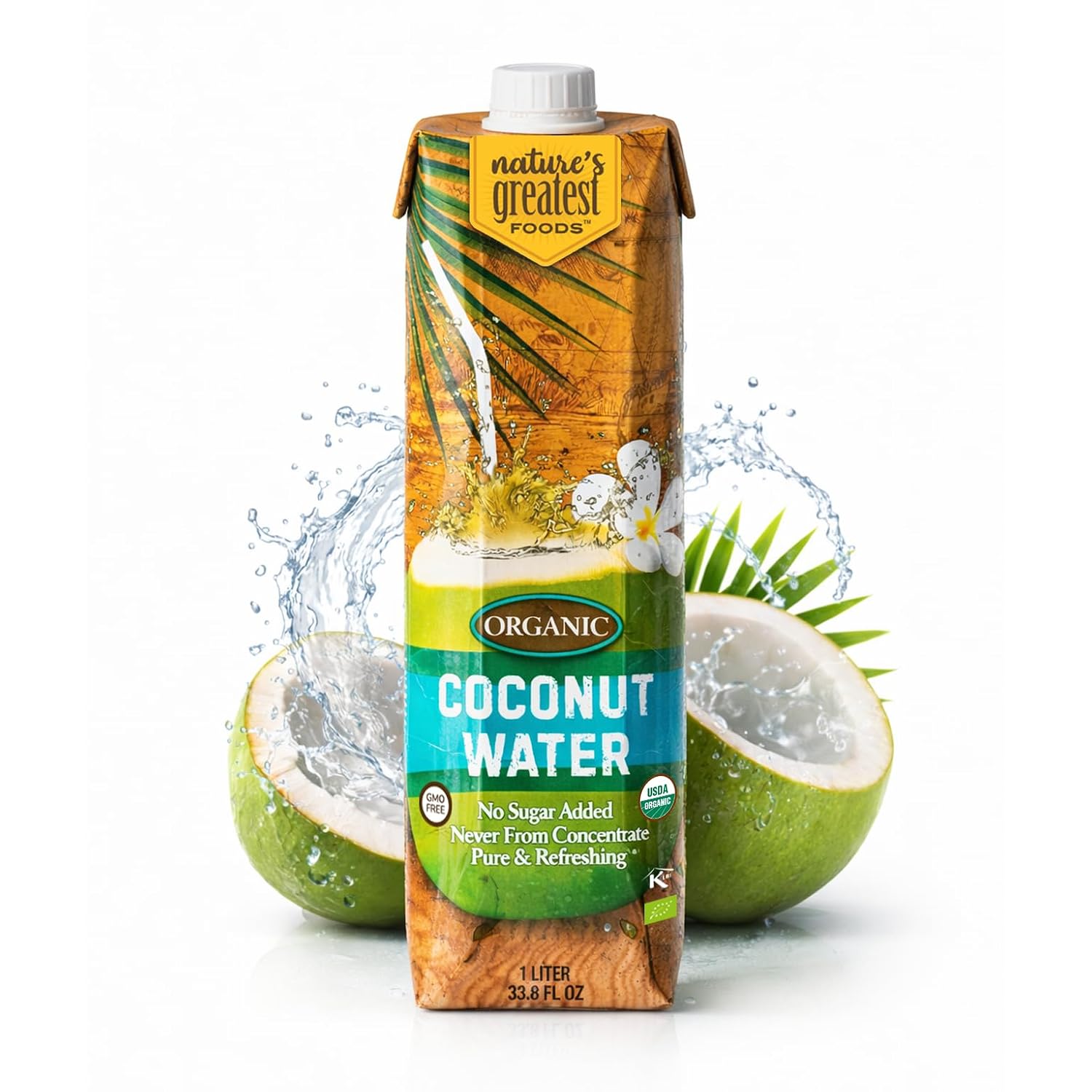 Nature's Greatest Foods Organic Coconut Water, 1 L carton