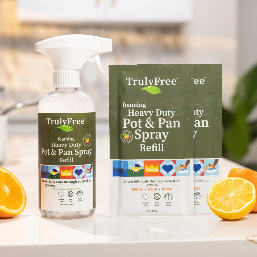 Truly Free Home Heavy Duty Pot & Pan Spray product packaging