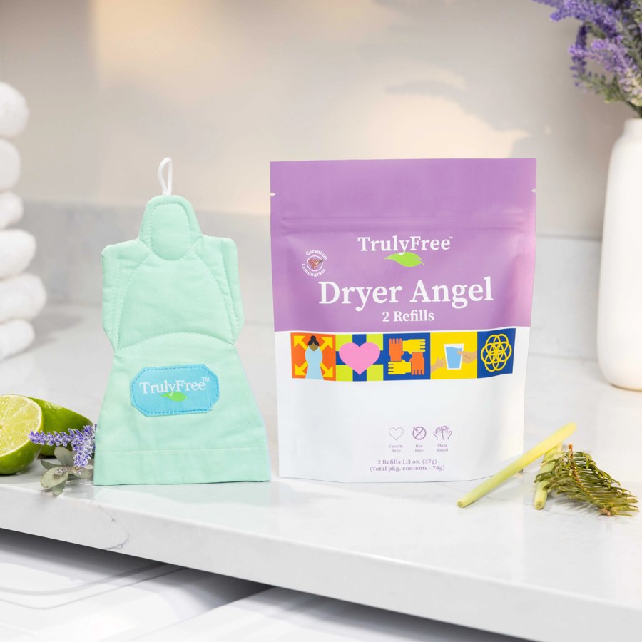 Truly Free Home Dryer Angel - Lemongrass & Geranium product packaging