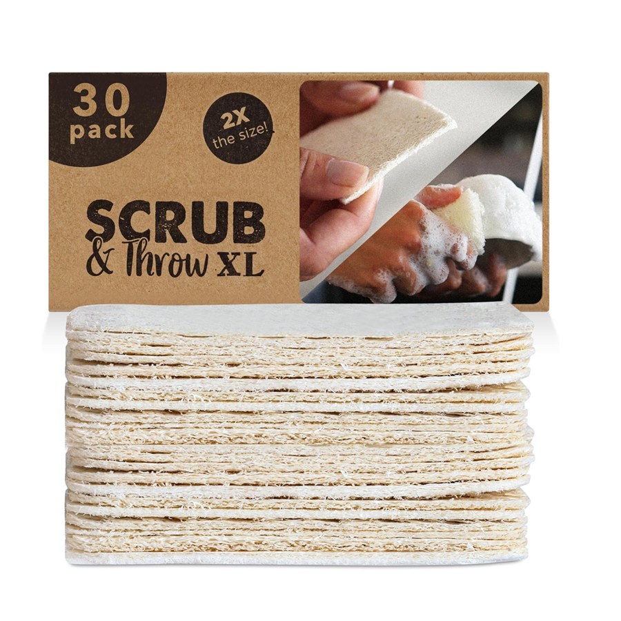 Scrub and Throw Natural XL Loofah Scrub Sponge — 30 Pack - 30-Pack XL product packaging